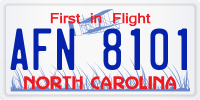 NC license plate AFN8101