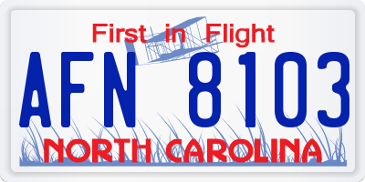 NC license plate AFN8103