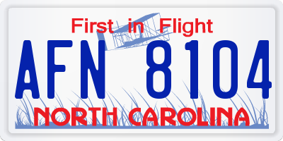 NC license plate AFN8104