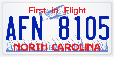 NC license plate AFN8105