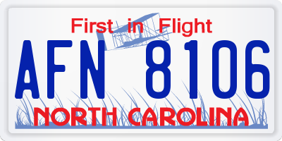 NC license plate AFN8106