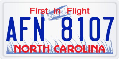 NC license plate AFN8107