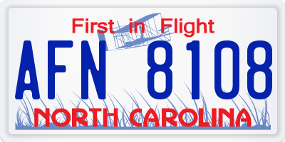 NC license plate AFN8108