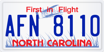 NC license plate AFN8110