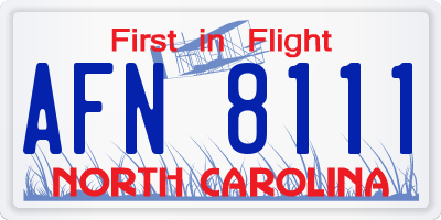 NC license plate AFN8111