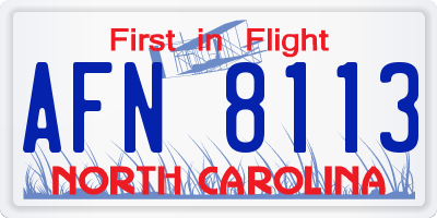 NC license plate AFN8113