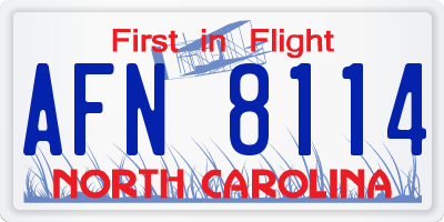 NC license plate AFN8114