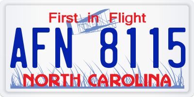 NC license plate AFN8115