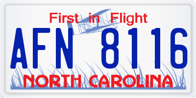 NC license plate AFN8116