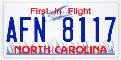 NC license plate AFN8117