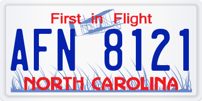 NC license plate AFN8121