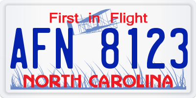 NC license plate AFN8123