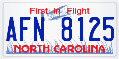 NC license plate AFN8125
