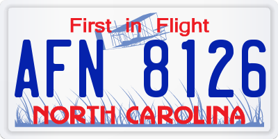 NC license plate AFN8126