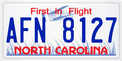NC license plate AFN8127