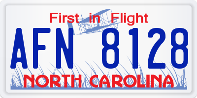 NC license plate AFN8128