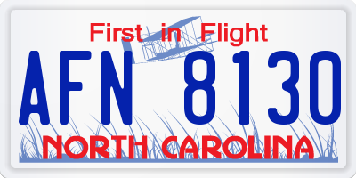 NC license plate AFN8130