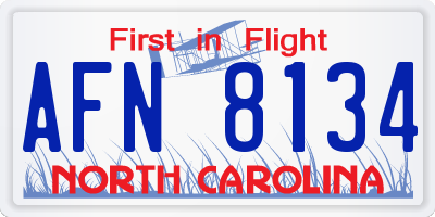NC license plate AFN8134