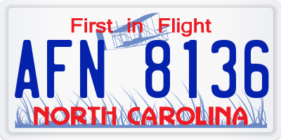 NC license plate AFN8136