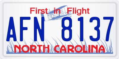 NC license plate AFN8137