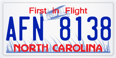 NC license plate AFN8138