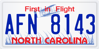 NC license plate AFN8143