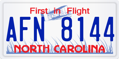 NC license plate AFN8144