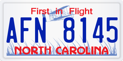 NC license plate AFN8145