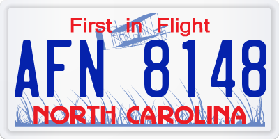 NC license plate AFN8148