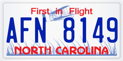 NC license plate AFN8149
