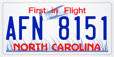 NC license plate AFN8151