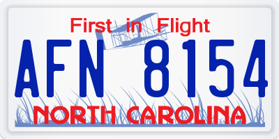 NC license plate AFN8154