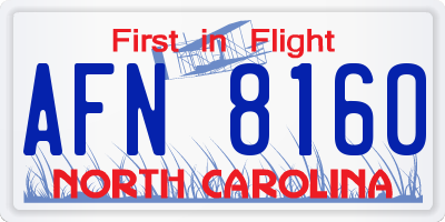 NC license plate AFN8160