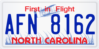 NC license plate AFN8162