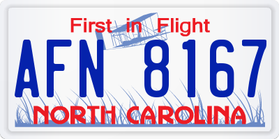 NC license plate AFN8167