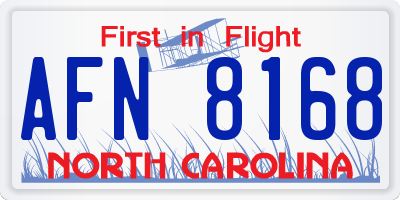 NC license plate AFN8168