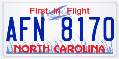 NC license plate AFN8170