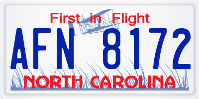 NC license plate AFN8172