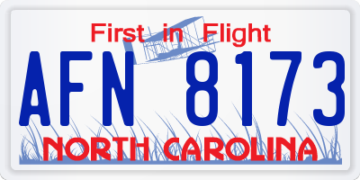 NC license plate AFN8173