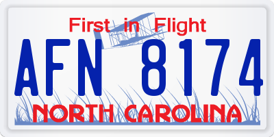 NC license plate AFN8174