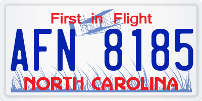 NC license plate AFN8185