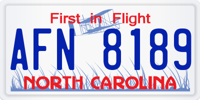 NC license plate AFN8189