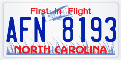 NC license plate AFN8193