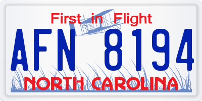 NC license plate AFN8194