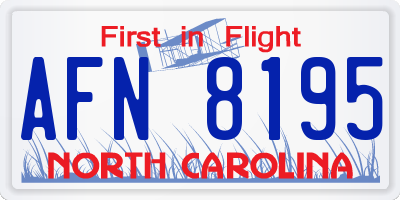 NC license plate AFN8195