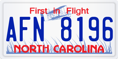 NC license plate AFN8196
