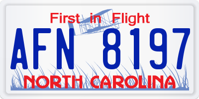 NC license plate AFN8197