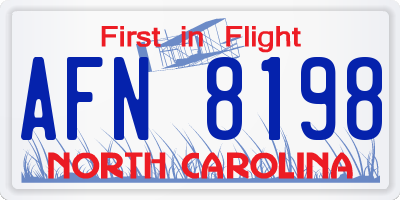 NC license plate AFN8198