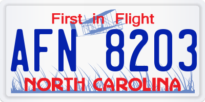 NC license plate AFN8203