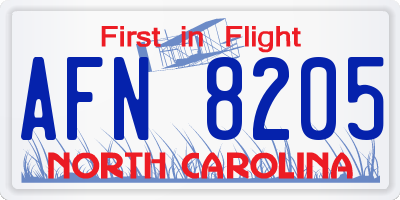 NC license plate AFN8205
